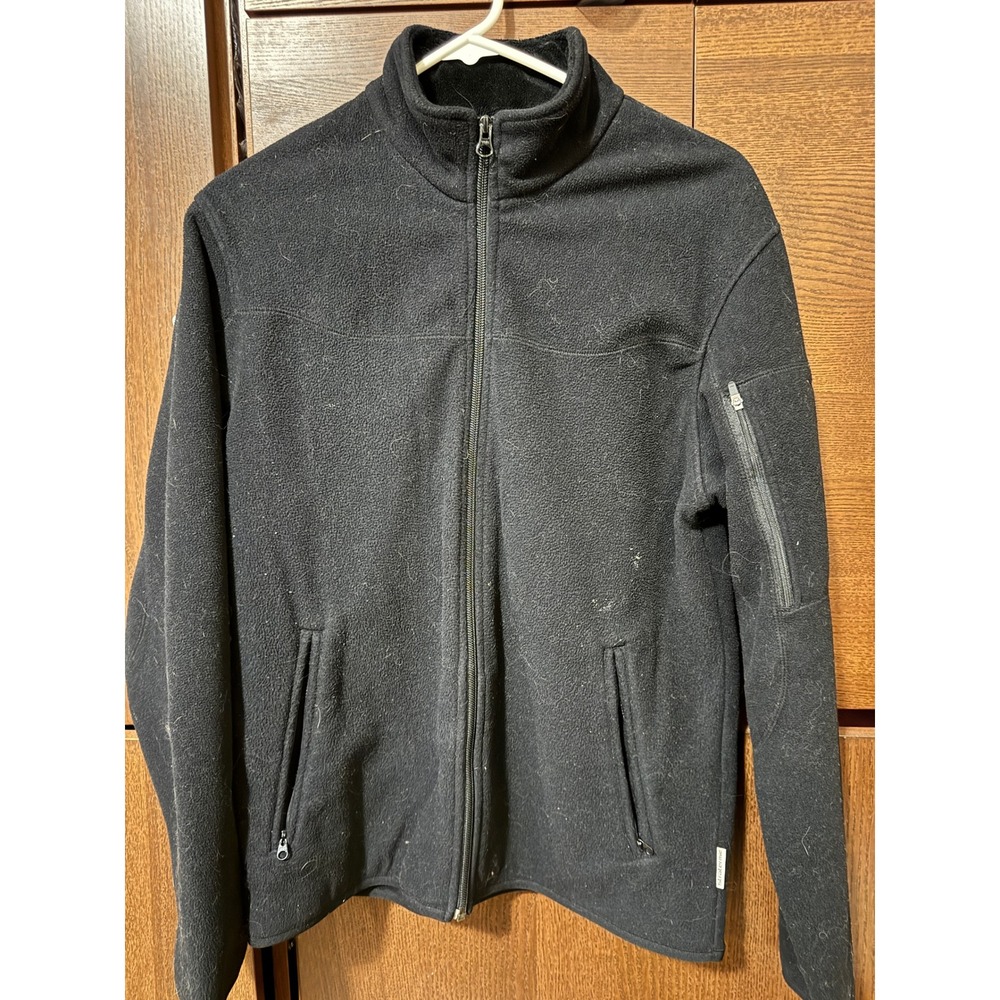 Quechua Mens Full Zip Fleece Jacket Black Mock Neck Hiking XS S RN106987